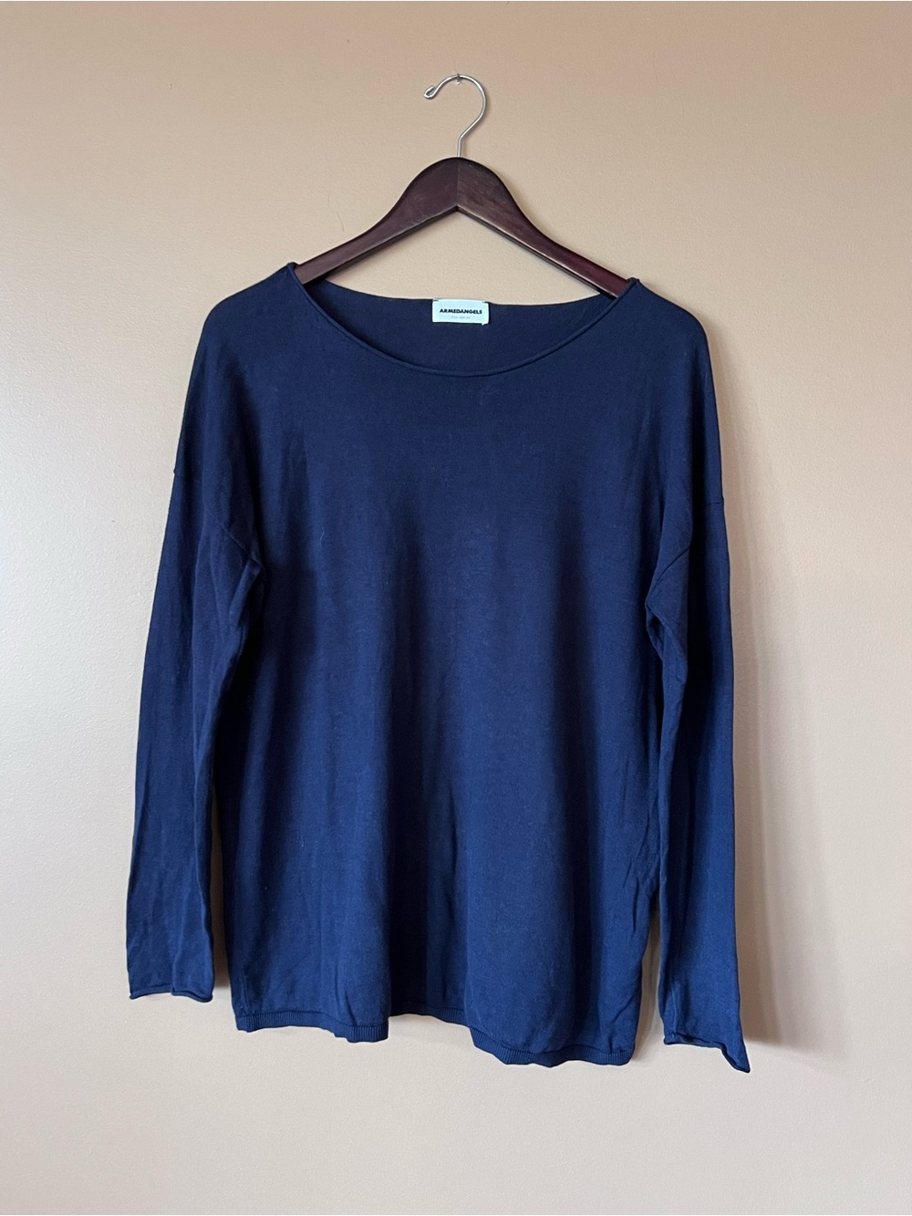 ARMEDANGELS Navy Long-Sleeve Boatneck Top